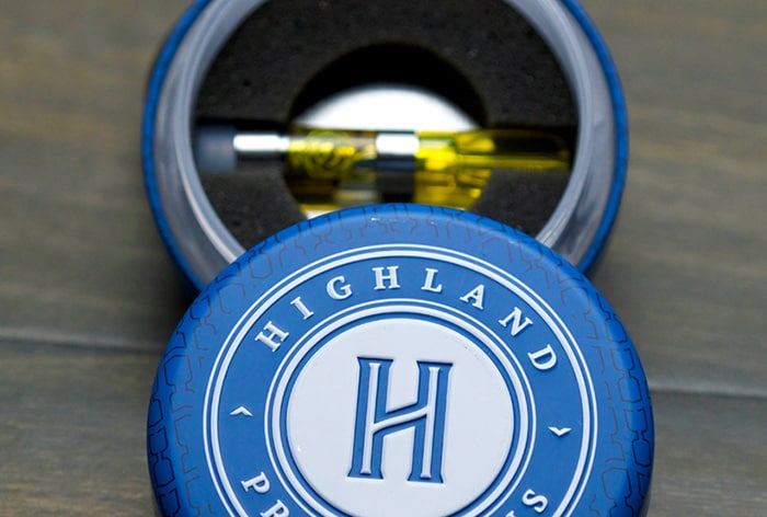 LocTin marijuana packaging in blue with custom insert